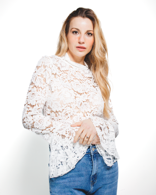 High neck Lace Top ‘White’