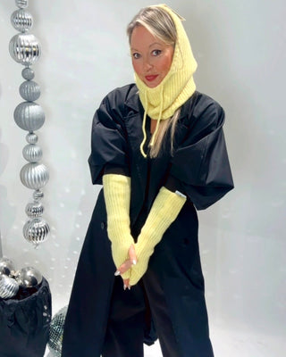 Bev Hooded Knit & Glove set 'Lemon'