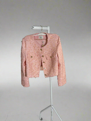 Eliz Tweed Sequin Cropped Blazer 'Pink'