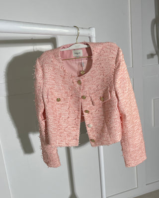 Eliz Tweed Sequin Cropped Blazer 'Pink'