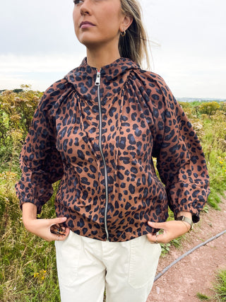 Aires Hooded Raincoat 'Leopard Print'