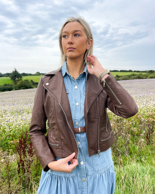 Dakar Faux Leather Jacket 'Brown'