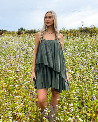 Dallas Tiered Dress 'Khaki Green'