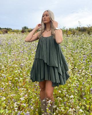 Dallas Tiered Dress 'Khaki Green'
