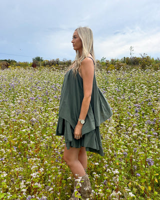 Dallas Tiered Dress 'Khaki Green'