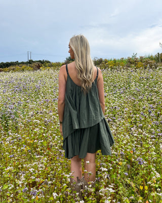 Dallas Tiered Dress 'Khaki Green'