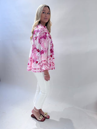 Rosita blouse 'pink and white'