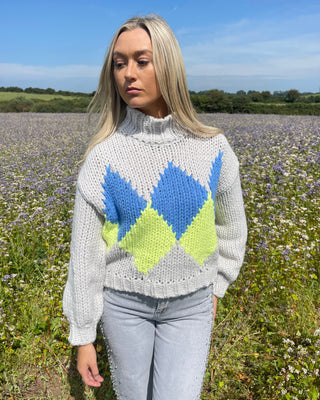 Gra Knit Jumper 'Grey/Blue/Green'