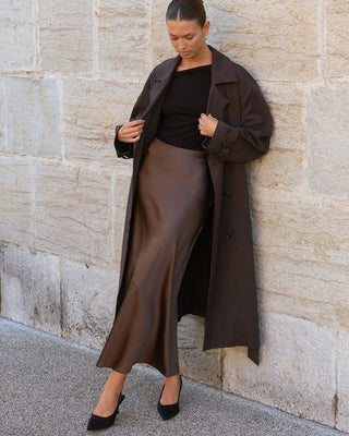 Rena Satin Skirt 'Brown'