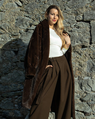 Heritage Luxury Hooded Fur Coat 'Brown' (Excluded from BF)