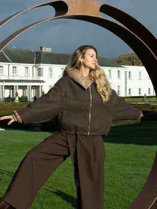 Olena Hooded Bomber Jacket 'Brown'