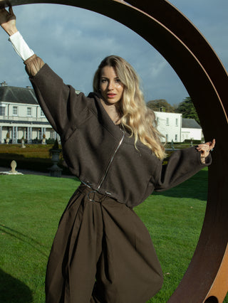 Olena Hooded Bomber Jacket 'Brown'