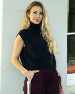 Mila Alpaca Polo Neck Vest 'Black'