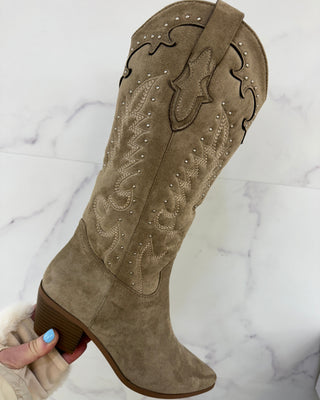 Cari Western Boots ‘Khaki/Beige