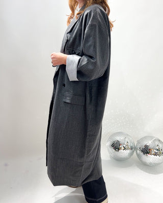 Dora Striped Oversized Blazer Coat 'Grey'