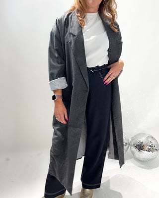 Dora Striped Oversized Blazer Coat 'Grey'