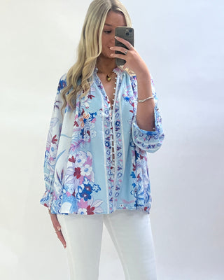 Rosita blouse 'blue and pink '