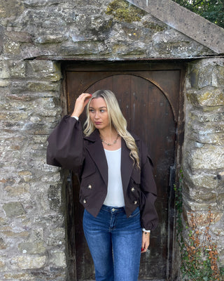 Margot Cropped Trench Jacket 'Choco Brown ‘