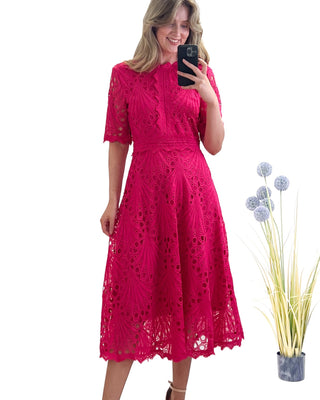 Yana Embroidered Dress 'Hot Pink'