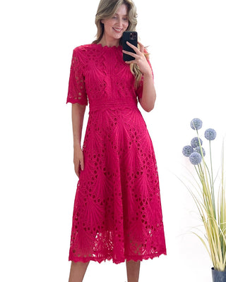 Yana Embroidered Dress 'Hot Pink'