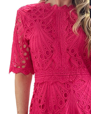 Yana Embroidered Dress 'Hot Pink'