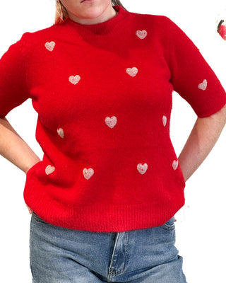 Cali Hearts Knit Jumper ‘Red’