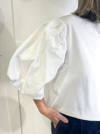 Kirsty Cotton Puff Sleeve T-shirt ‘White’