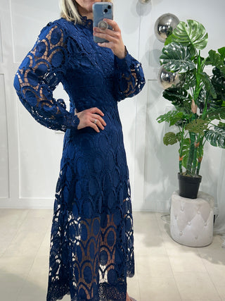 Embroidery Anglaise Heidi Occasion Dress ‘Navy’