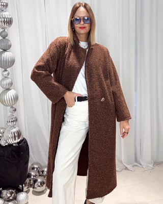 Elaine Boiled Wool Coat 'Brown'