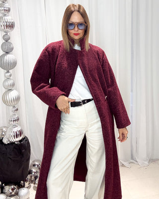 Elaine Boiled Wool Coat 'Burgundy'