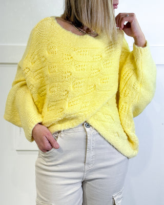 Marissa Cable Knit Jumper ‘Lemon’