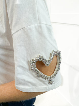 Diamonte Embellished Kelly T-shirt ‘White’