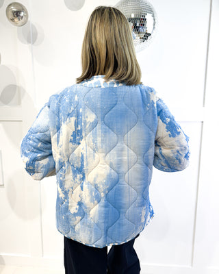 Tulsa Mixed Print Lightly Quilted Jacket ‘Blue/White’