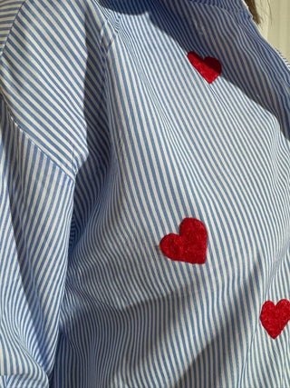 Striped Hearts Shirt ‘Blue/White’