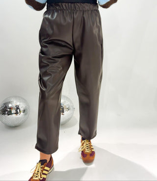 Betina Pleather Trousers 'Brown'