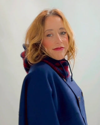 Knitted Hood Accessory 'Navy & Burgundy'