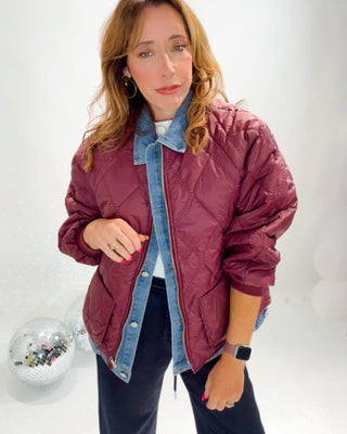 Valerie Padded Jacket 'Burgundy & Denim'