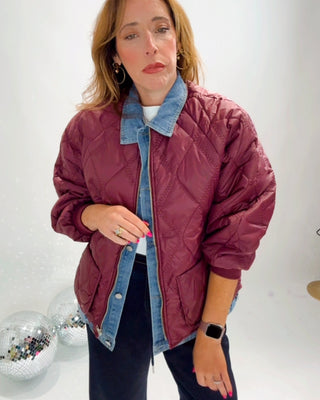 Valerie Padded Jacket 'Burgundy & Denim'