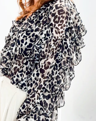 Greta Frilled Blouse 'Leopard Print'