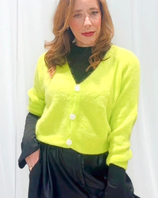 Ella Kid Mohair Cardigan 'Neon Green'