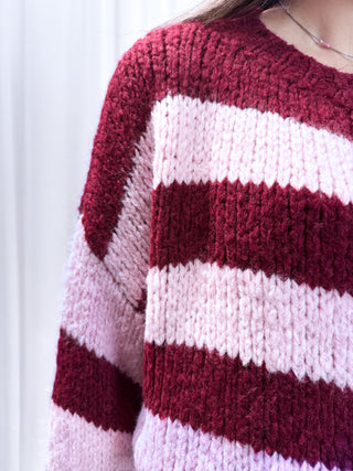 Carol Knit Cardigan 'Pink & Wine' (Excluded from BFCM)