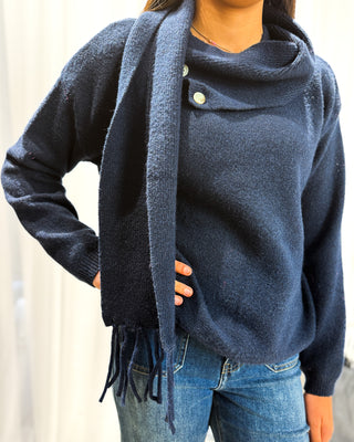 Gael Knit Jumper with Scarf 'Navy' (Excluded from BFCM)
