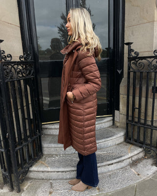 Dakota Long Puffa Coat 'Chestnut Brown'