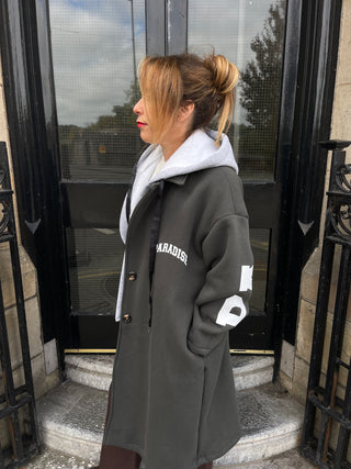 Paradise Hooded Jersey Coat 'Deep Olive'