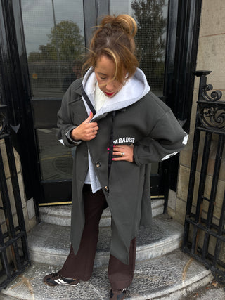 Paradise Hooded Jersey Coat 'Deep Olive'