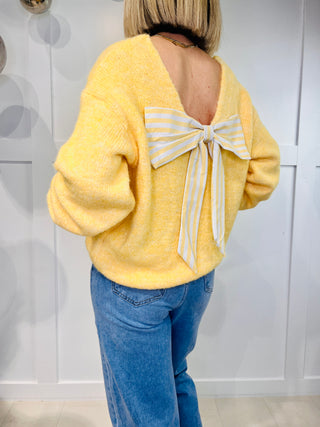 Savannah Stripe Bow Knit ‘Lemon’