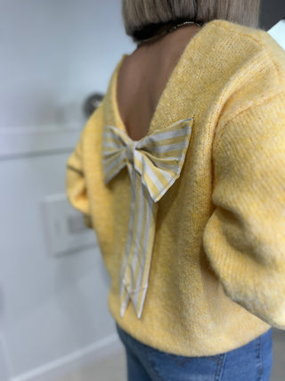 Savannah Stripe Bow Knit ‘Lemon’