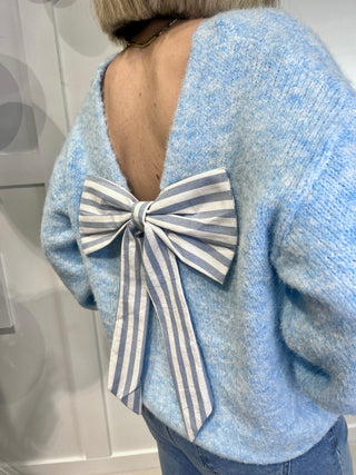 Savannah Stripe Bow Knit ‘Blue’