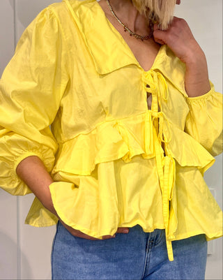 Amie Boat Collar Blouse ‘Lemon’