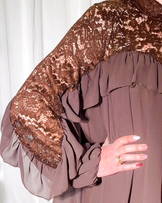 Ali Frill & Lace Dress 'Brown'